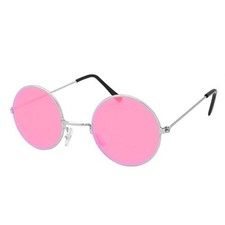 Pink - Round Lennon Glasses Ozzy Hippie Hippy Fancy Dress 60s 70s Festival