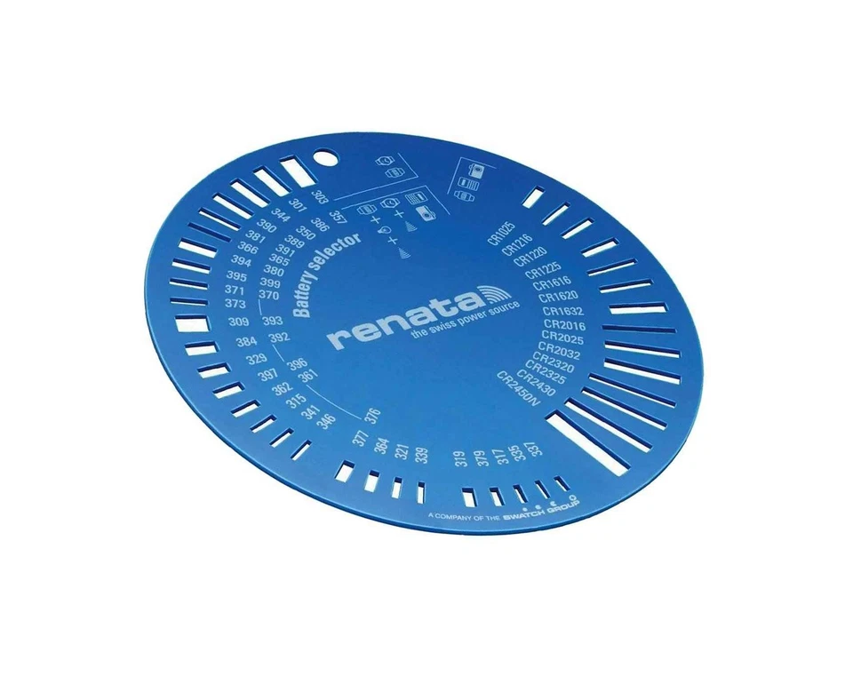 KNOPFZELLENSCHABLONE zum Bestimmen von 41 Knopfzellen & Batterien Typen RENATA