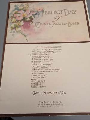 Carrie Jacobs-Bond A Perfect Day for Duet for Soprano and Alto Sheet Music SEE P