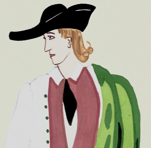Peinture sur carton, gouache ancienne, Costume traditionnel Göppingen Allemagne - Foto 2 di 5