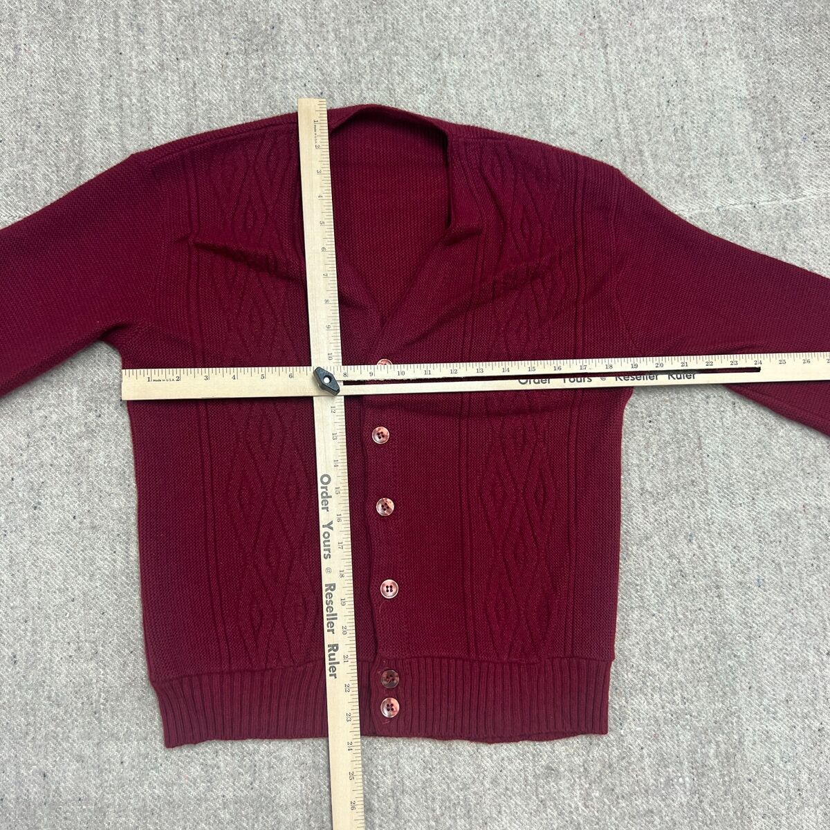 Vintage 1960s Cardigan Mens Medium Red Argyle Chunky Ribbed Vintage 1960s Cardigan Mens Medium Red Argyle Chunky Ribbed