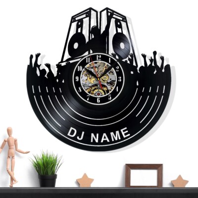 DJ Name Vinyl Wall Clock - Retro Decor - Unique Home Accent - Perfect Gift