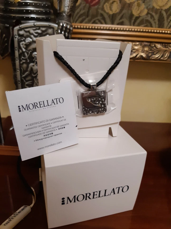 Morellato collana rettangolare in argento con diamantino, nuova con etichetta. - Immagine 2 di 3