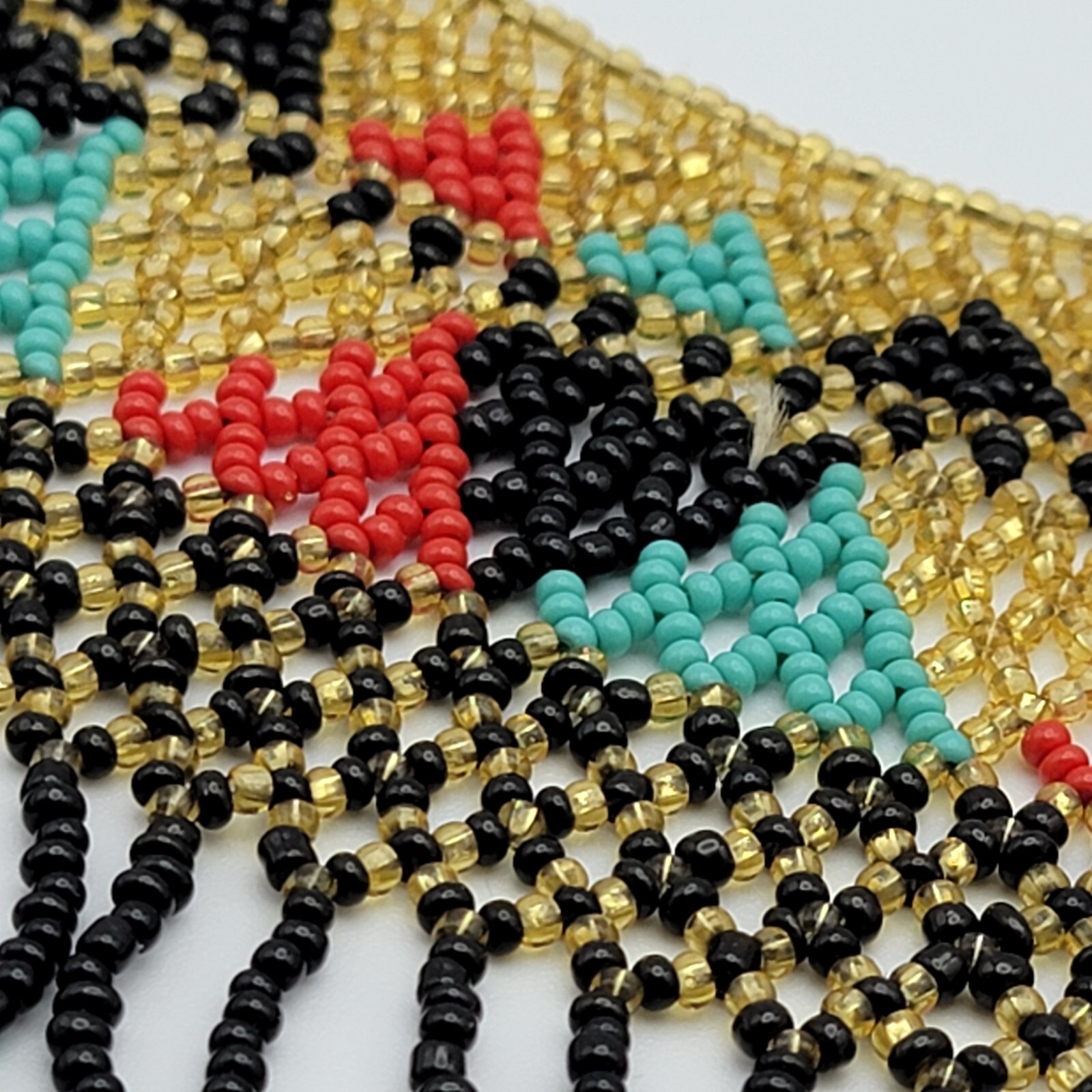 Native Style Multicolor Seed Bead Macrame Collar … - image 2