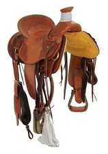 Leather Wade Tree A Fork Western Roping Ranch Horse Saddle Tack Set 10" - 18"
