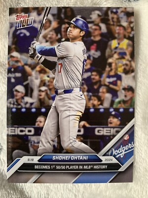 Shohei Ohtani Card 50/50 Season 2024 MLB TOPPS NOW 722 1st Ever Shohei Ohtani Card 50/50 Season 2024 MLB TOPPS NOW 722 1st Ever