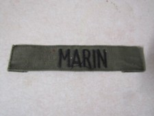 MILITARY PATCH OLDER COMBAT USED NAME TAPE OD GREEN SEW ON WITH NAME MARIN