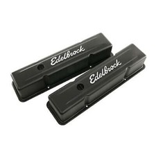 1958-86 Sb Chevy Edelbrock Blk Steel Tall Valve Covers 283 307 327 350 383 400