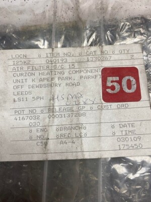 Baxi 040193 VERALTETER LUFTFILTER S/C 15 NEU