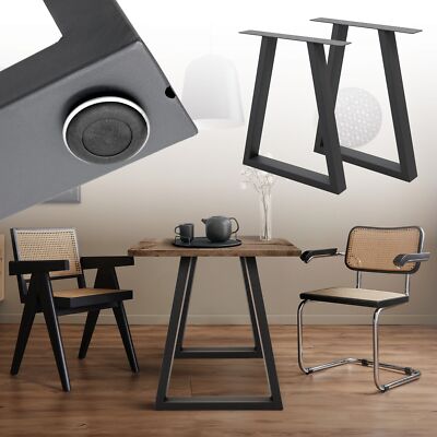 Lot De 2 Pieds De Table En Acier Noir – 60x72 Cm – Style Contemporain – Bc-elec