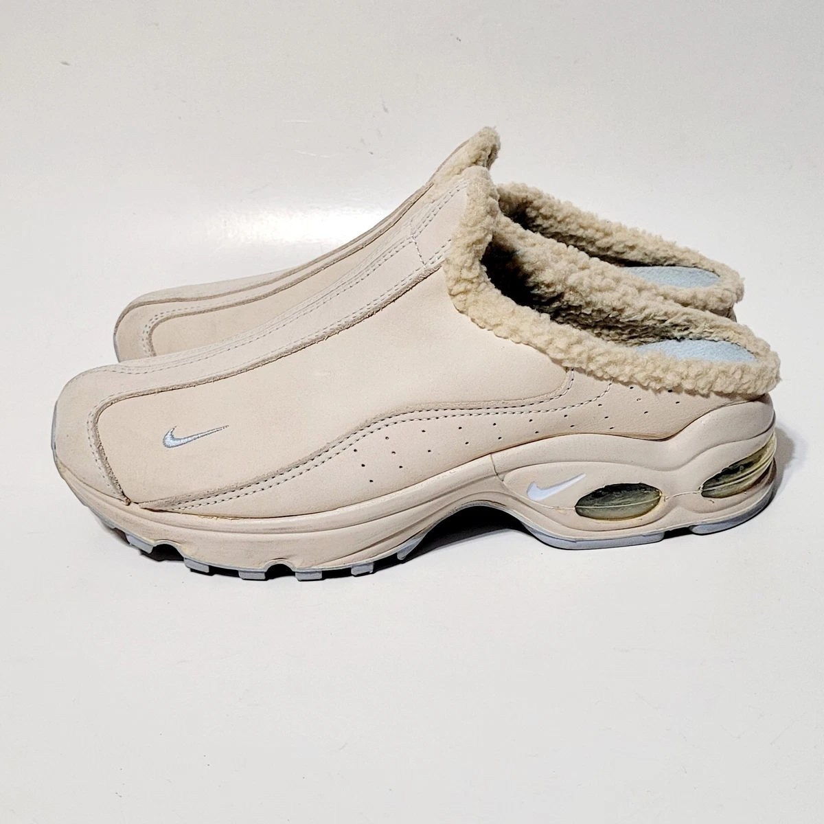 Nike Air Max Willy Wilma Beige Mule Sherpa Lined Sneaker Shoes Wms