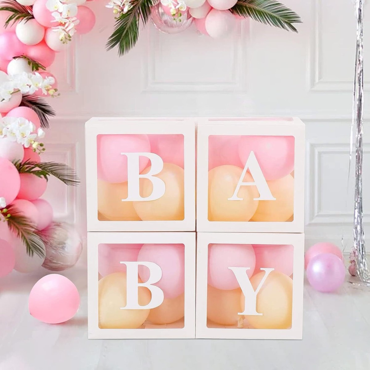 4pcs Baby Box Transparent Baby Shower Gift Balloon Boxes Birthday Party  Decor UK
