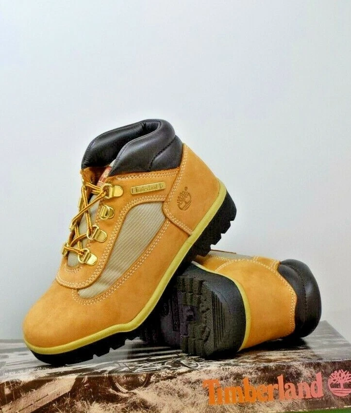 NEW TIMBERLAND FIELD BOOT NUBUCK BLACK WHEAT KIDS SIZE 1.5 M M 15745