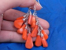 Orange Coral Sterling Silver Earrings