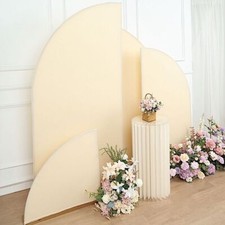 4 Matte BEIGE Fitted Spandex Half Moon Wedding Arch Backdrop STAND COVERS Party