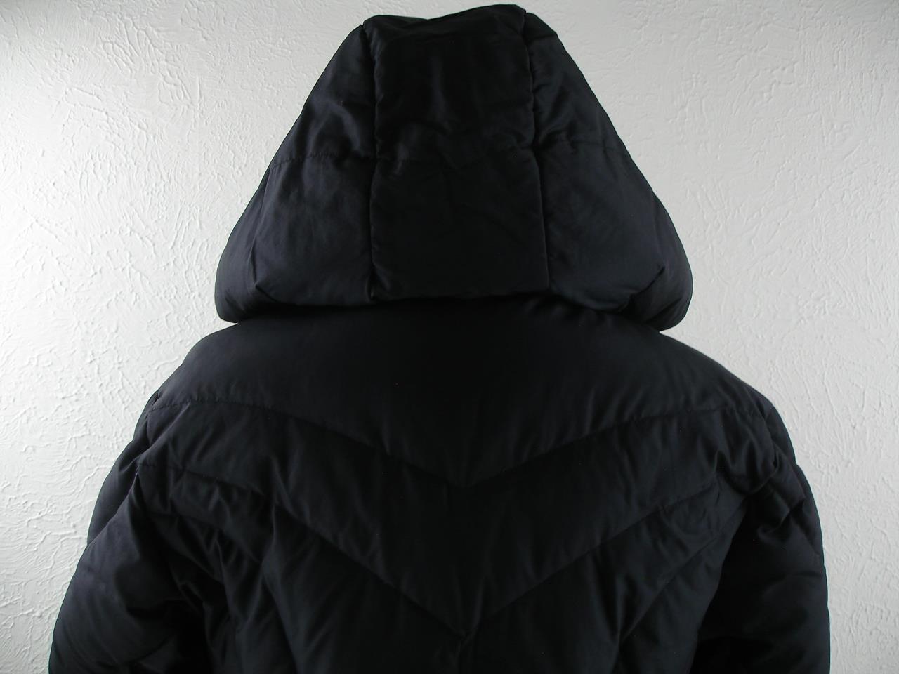 Women's M Calvin Klein Black Puffer Quilted Jacket Coat Parka Removable Hood Zip image 8