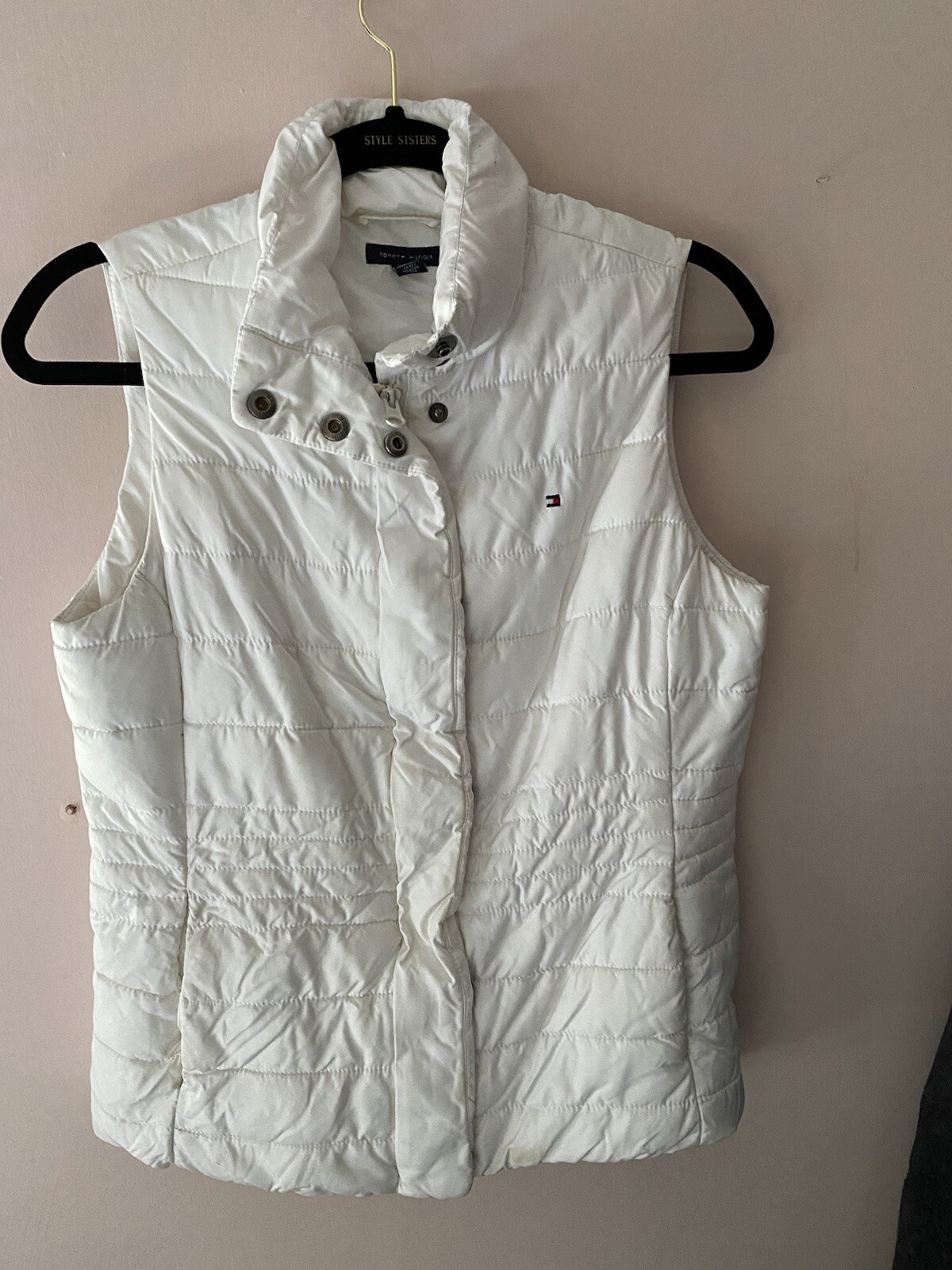 TOMMY HILFIGER Womens Padded Gilet UK 10 Small White Polyester