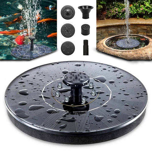 Solar Powered Fountain Pump For Bird Baths 4 Nozzles Garden Decoration Ponds - Picture 4 of 12