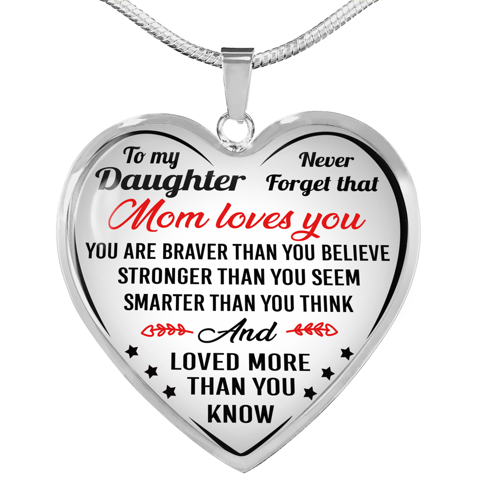To My Daughter Necklace Heart Pendant Mother Daughter Never Forget