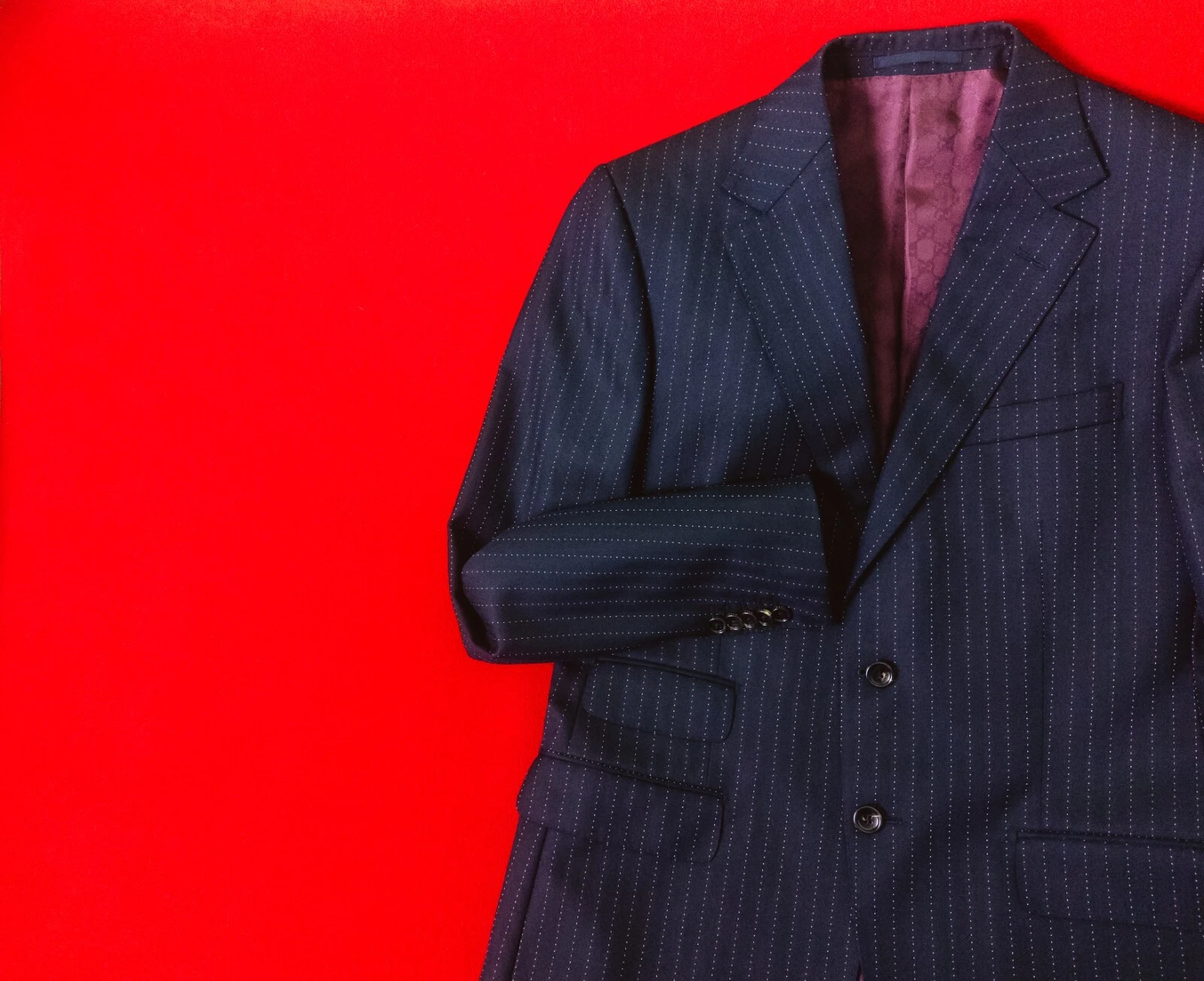 Giacca GUCCI uomo blu navy 100% lana blazer taglia 50 R L due bottoni a righe