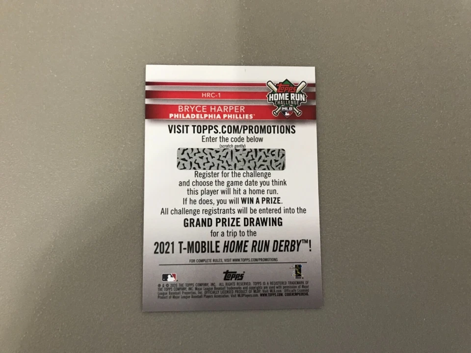 2020 Topps #HRC1 Bryce Harper (home run challenge) great power - Image 2 of 2