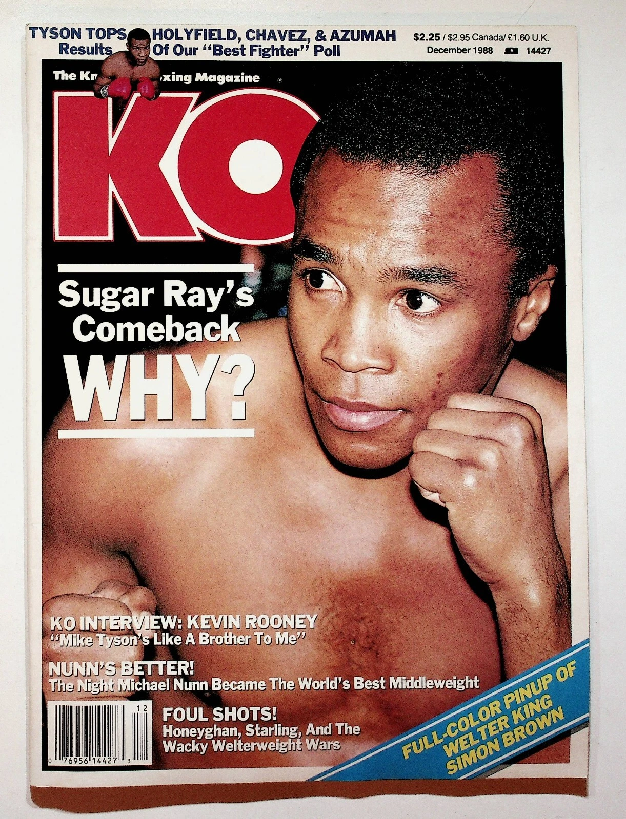 1988 December KO Knockout Boxing Magazine Sugar Ray Leonard Tyson Rooney Nunn - 画像1/6