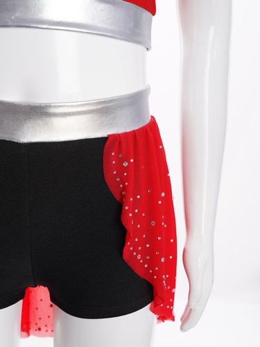 Girls Uniform Cheer Leader Outfit Sports Set Competition Tops Cheerleading Mini - Picture 15 of 47