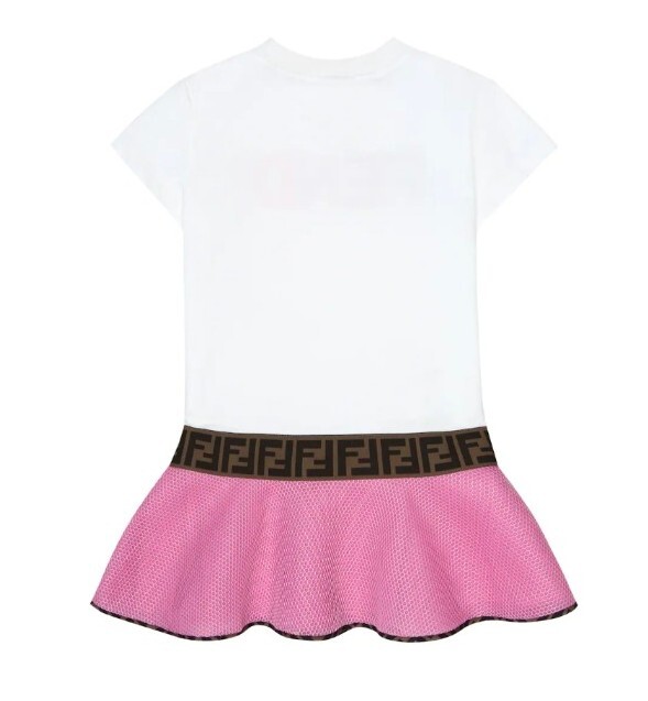 Fendi Cotton Neoprene Girls Dress Pink White  Age 12 Years image 2