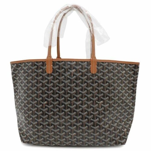 GOYARD Saint Louis PM Tote Bag PVC Leather STLOUIPMLTY01CL03P Black Natural Auth