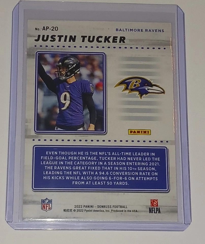 2022 Donruss Action All-Pros #AP-20 Justin Tucker Baltimore Ravens - Image 2 of 2