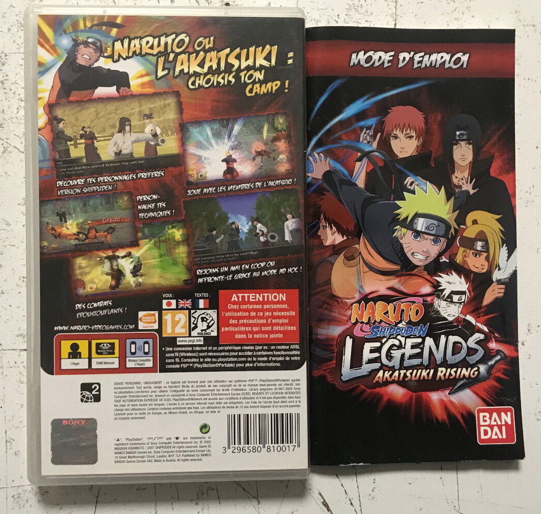 Boîte Sony PSP – Naruto Shippuden Legends: Akatsuki Rising – Version Complète (sans Le Jeu)