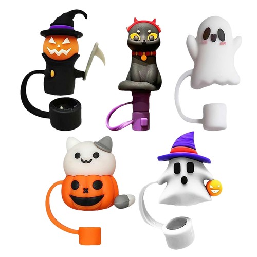 Halloween Straw Toppers Set of 4 Halloween Themed Halloween Style Straw Cover