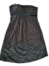 Nine West Dress Black with Brown Dots - Womens size 8 - Strapless short evening 