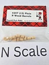 Campbell Scale Models N Scale Unpainted Wooden Barrels (Pack of 12)
