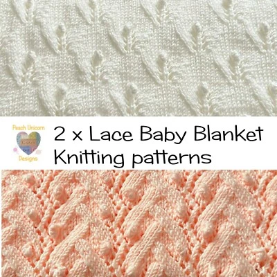 Knitting Patterns for Baby Blankets x 2, Budding Flowers & Plaited Bobbles, DK