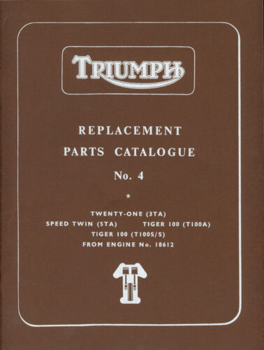 Triumph T100S/S Tiger90 3TA 5TA piezas libro 1960-61 motor moto H18612-32464 - Imagen 1 de 3