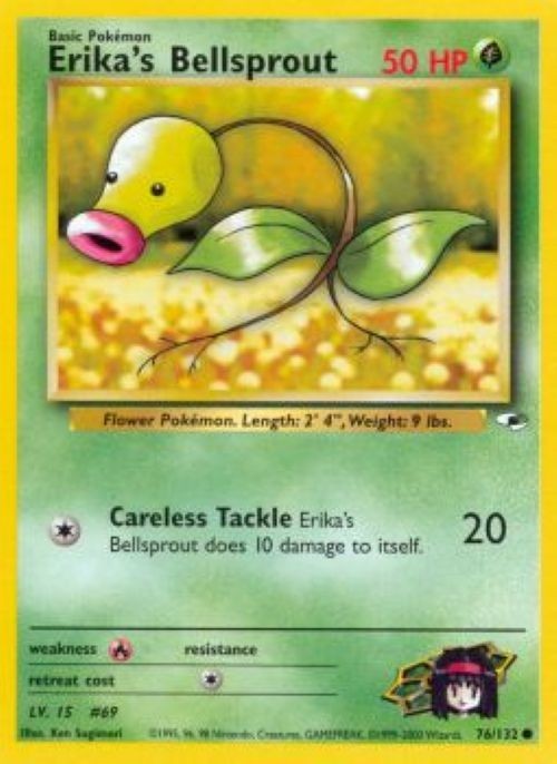 Erika's Bellsprout 76/132 Common Gym Heroes Pokemon Unlimited Heavily Played