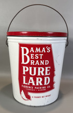 Vtg Bamas Best Brand Pure Lard Can 8 Lb Florence Alabama Red White 8.5" ...