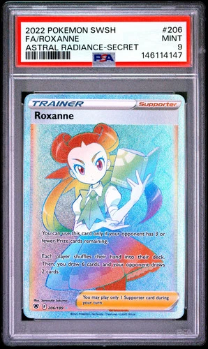2022 Pokemon Astral Radiance Roxanne #206/189 Rainbow Secret Rare PSA 9