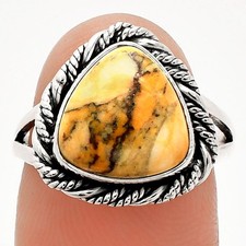 Natural Honey Dendritic Opal 925 Sterling Silver Ring s.7 Jewelry R-1014