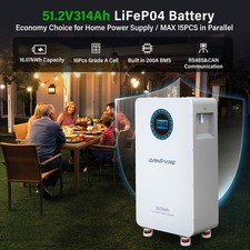 16.07kWh 48V Storage PV Solar LiFePO4 Lithium Power Storage Battery 51.2V 314Ah