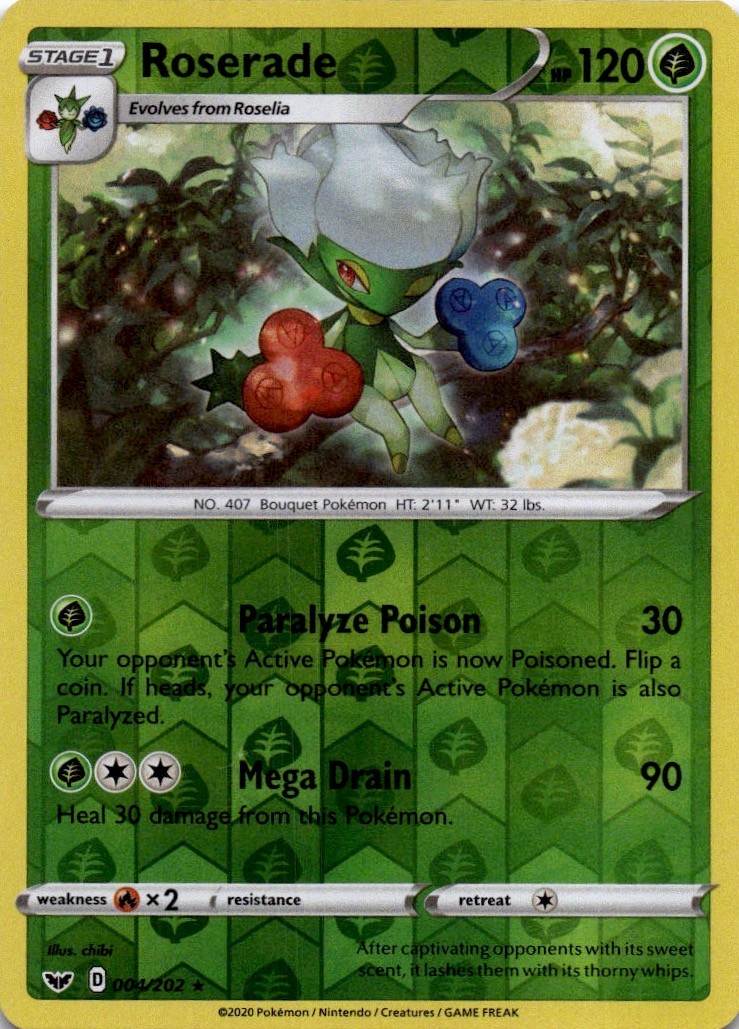 Roserade Rare SWSH01: Sword & Shield Base Set 004/202 NM