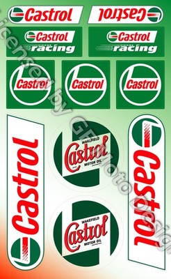 Aufkleber blatt Laminiert Castrol Racing auto sponsor Decal set 11 stickers 