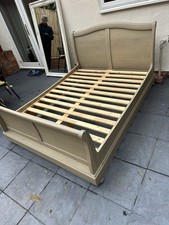 Oak Effect Wooden Sleigh Bed Fits 1500 x 2000mm Mattress Double King