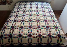 New Double Wedding Ring Amish Quilt for Sale