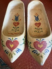 Hand Carved Wooden Dutch Clogs Painted