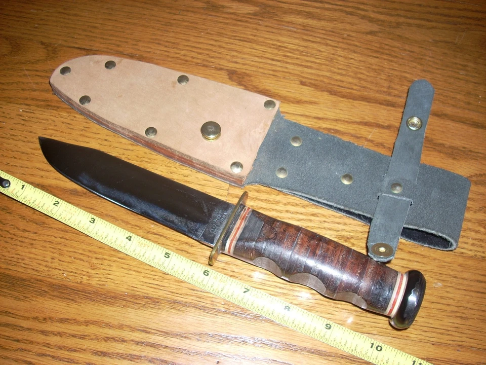 Vintage KA-BAR 1207 Combat Knife Made in USA 10 1/2"  Leather Sheath. - Image 3 of 4