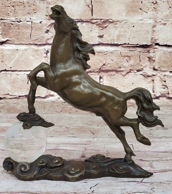 Artistic Rearing Stallion: Milo`s Signature Bronze Statue Lost Wax Method Gift