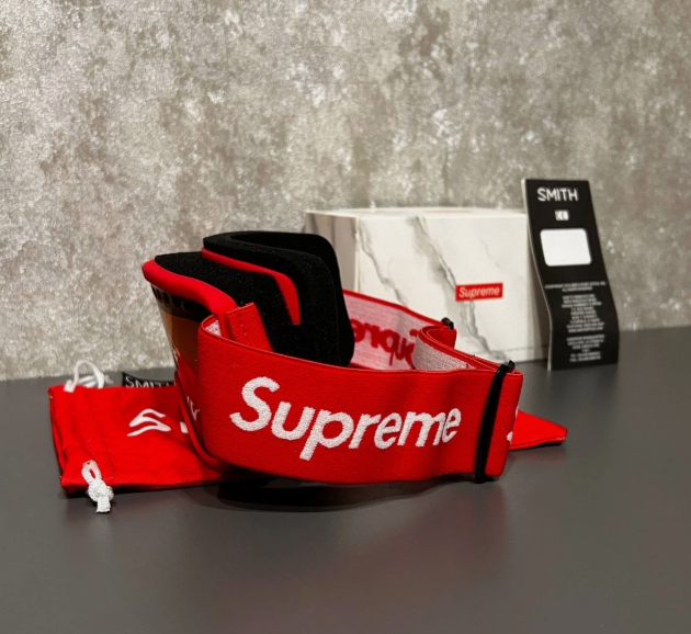 Supreme x Smith Snowboard Ski Goggles Red FW15 Colorway Limited