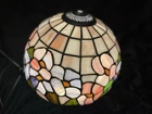 Vintage Tiffany-Style Stained Glass Lamp Shade Floral Pink Green Blue 12”